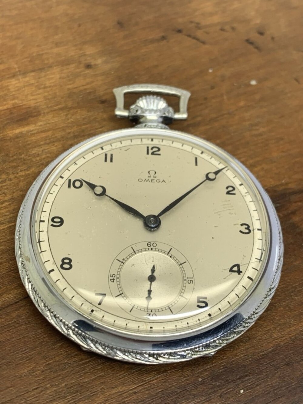 Omega Pocket Watch 1938 Antique Swiss Silver Dial 15 Jewels 49mm Case